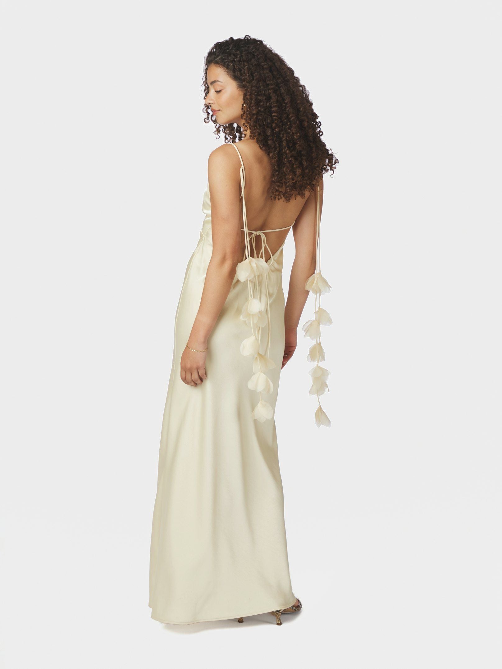 NEO NOIR JURK COLLY HEAVY SATEEN DRESS LIGHT YELLOW