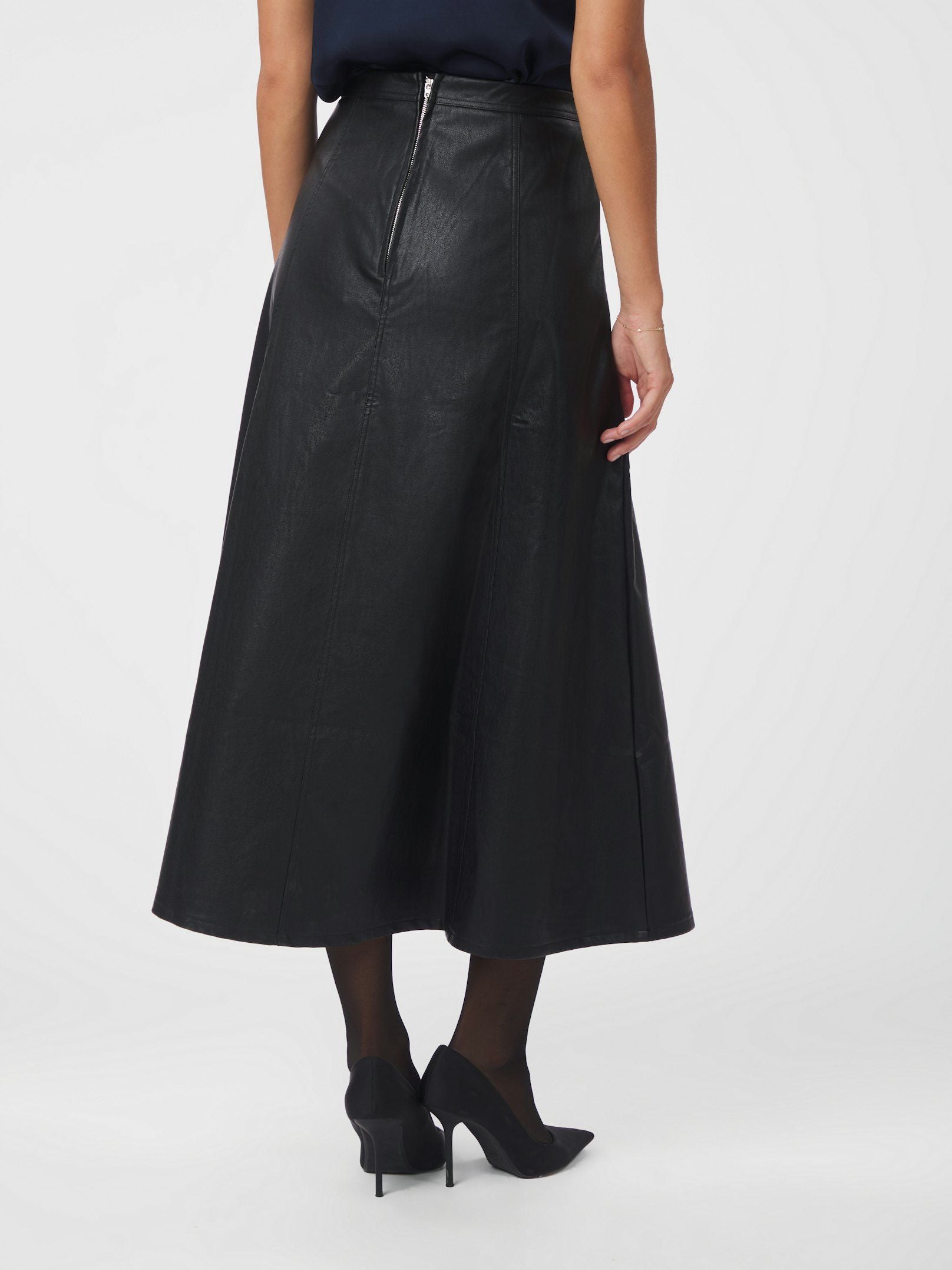 NEO NOIR ROK RAYA FAUX LEATHER SKIRT BLACK
