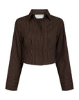 NEO NOIR BLOUSE FROST STRIPED SHIRT DARK BROWN