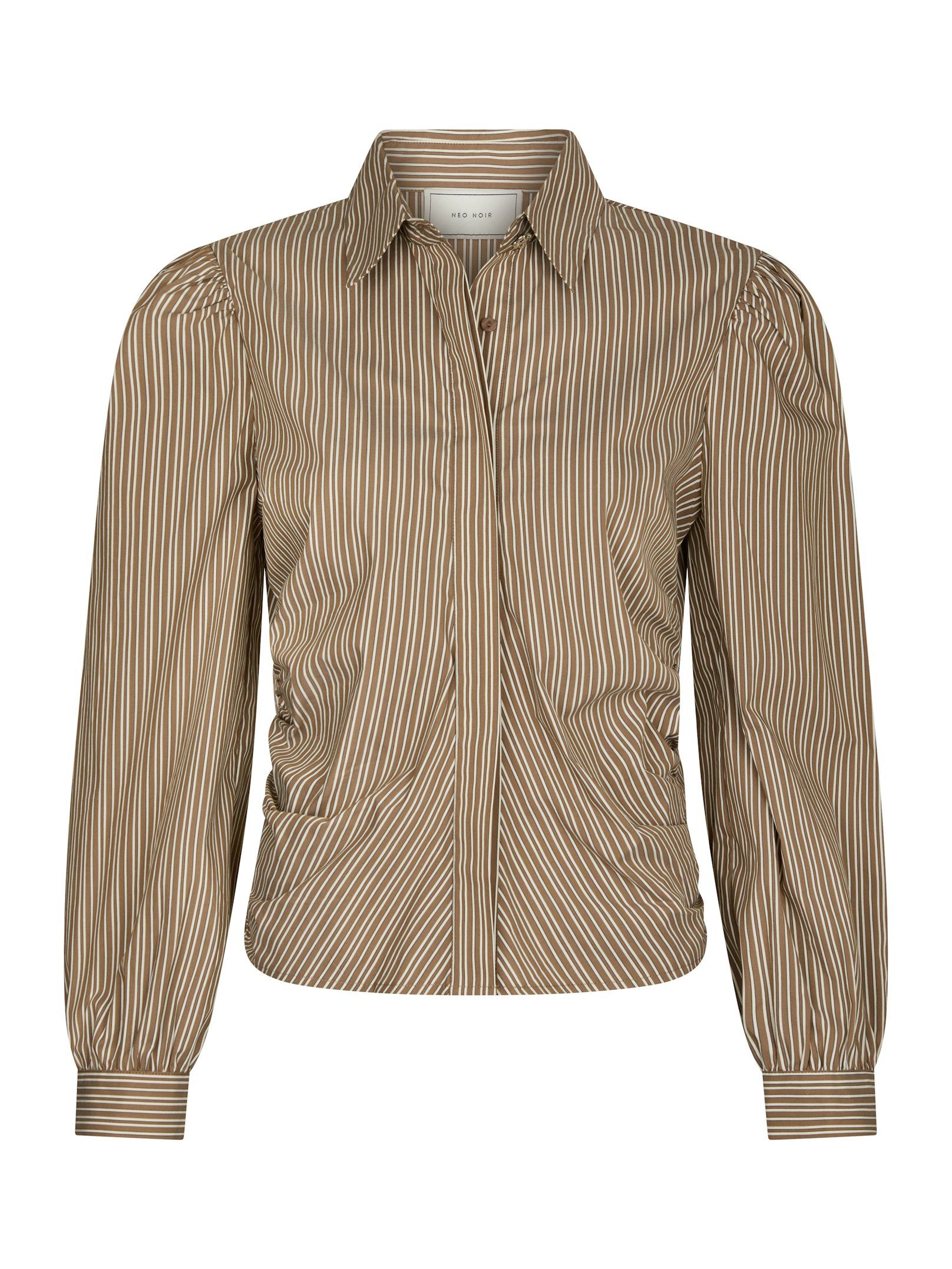 NEO NOIR BLOUSE RITTA STRIPE SHIRT LIGHT BROWN