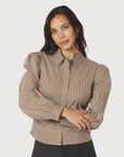 NEO NOIR BLOUSE RITTA STRIPE SHIRT LIGHT BROWN