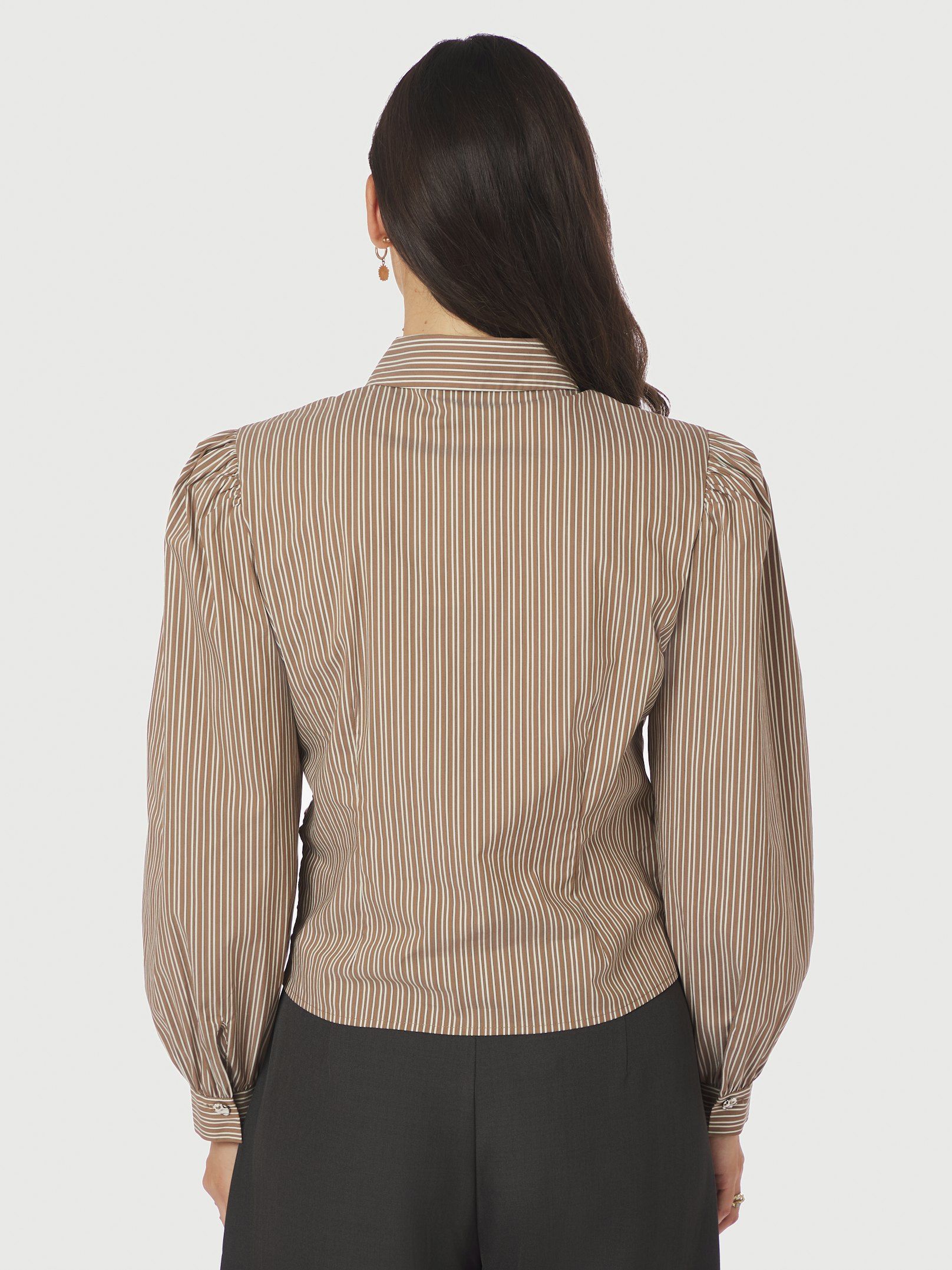 NEO NOIR BLOUSE RITTA STRIPE SHIRT LIGHT BROWN