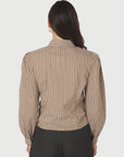 NEO NOIR BLOUSE RITTA STRIPE SHIRT LIGHT BROWN