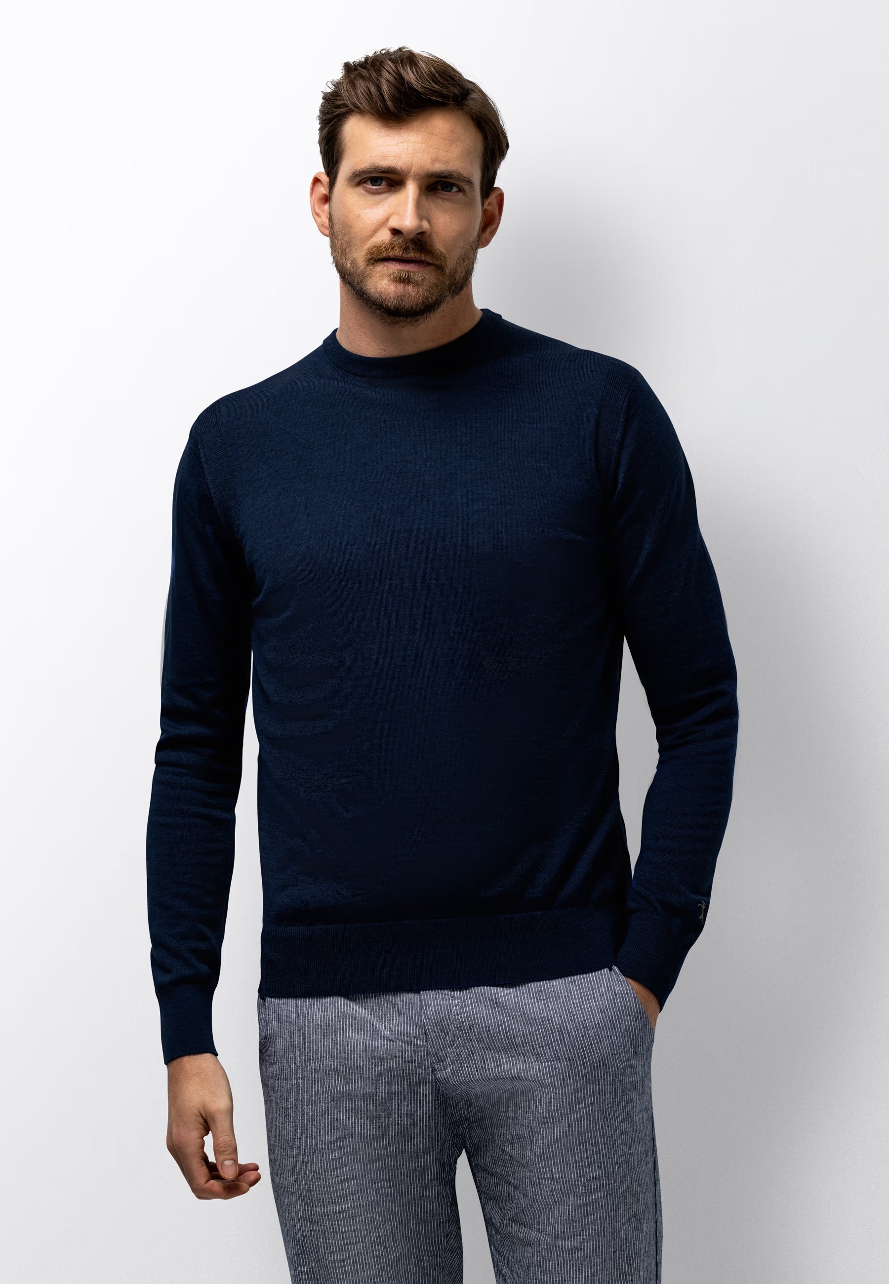 STATE OF ART ATELIER PULLOVER MERINOWOL MARINE