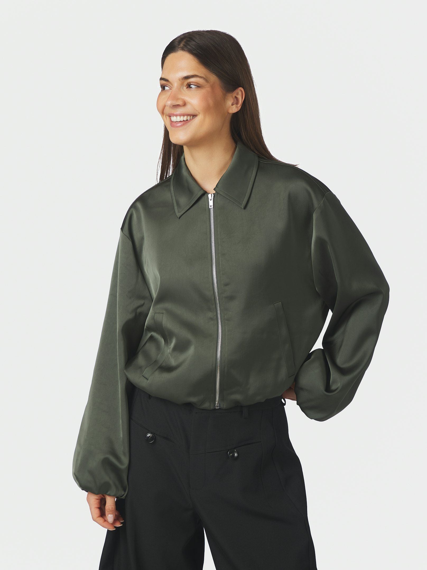 NEO NOIR JACKET DENIELLE HEAVY SATEEN DEEP GREEN