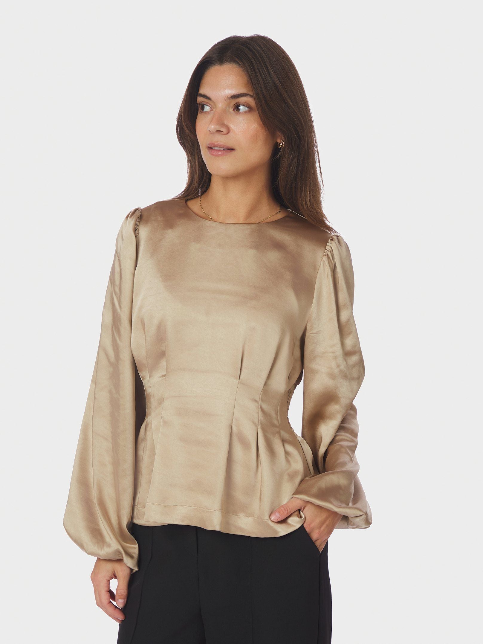 NEO NOIR BLOUSE VANYA CRUSHED SATEEN GOLD