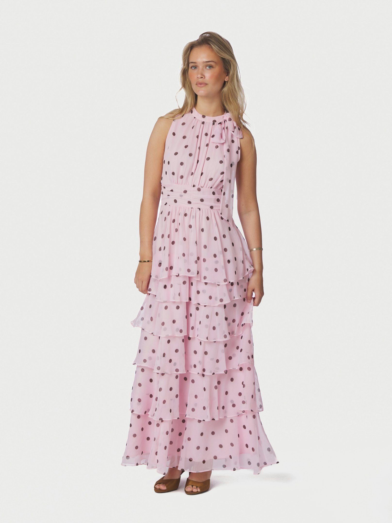 NEO NOIR JURK MARLI BIG DOT DRESS LIGHT PINK