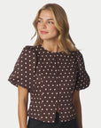 NEO NOIR TOP ANELA DOT BLOUSE BROWN