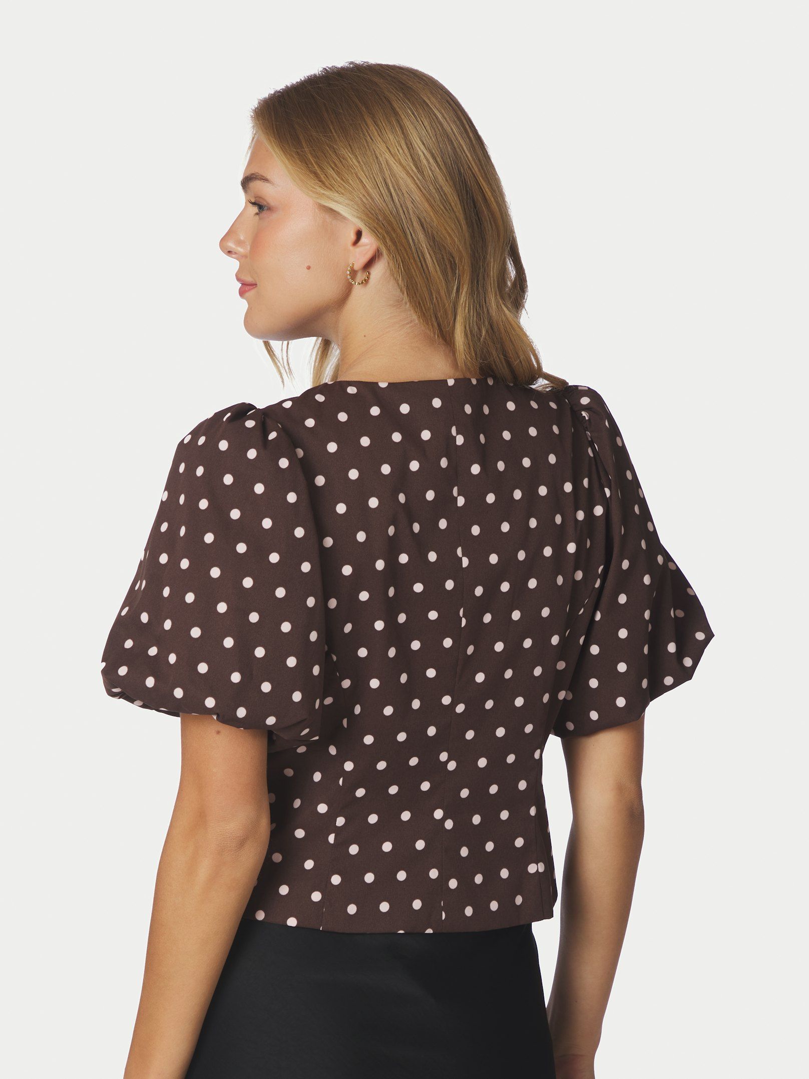 NEO NOIR TOP ANELA DOT BLOUSE BROWN