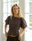 NEO NOIR TOP ANELA DOT BLOUSE BROWN