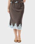NEO NOIR ROK NAIRA LACE SKIRT DARK BROWN