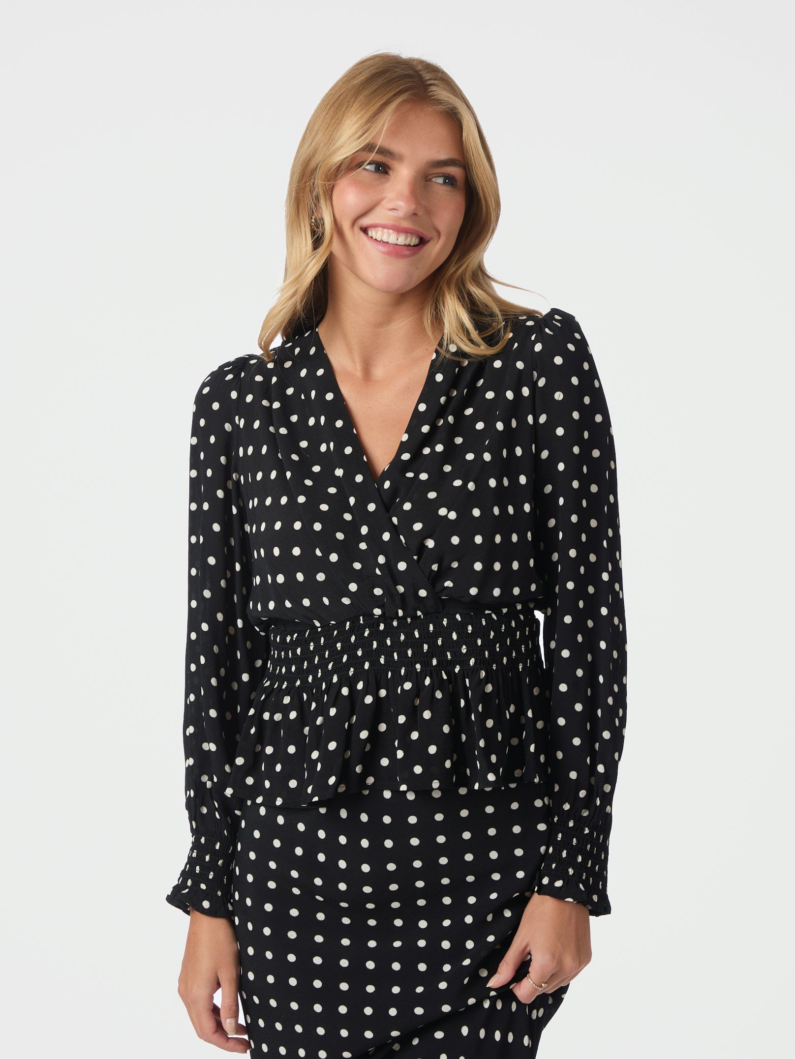 NEO NOIR BLOUSE TAMONA CREPE DOT BLACK