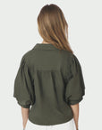 NEO NOIR BLOUSE ETTA POPLIN SHIRT ARMY