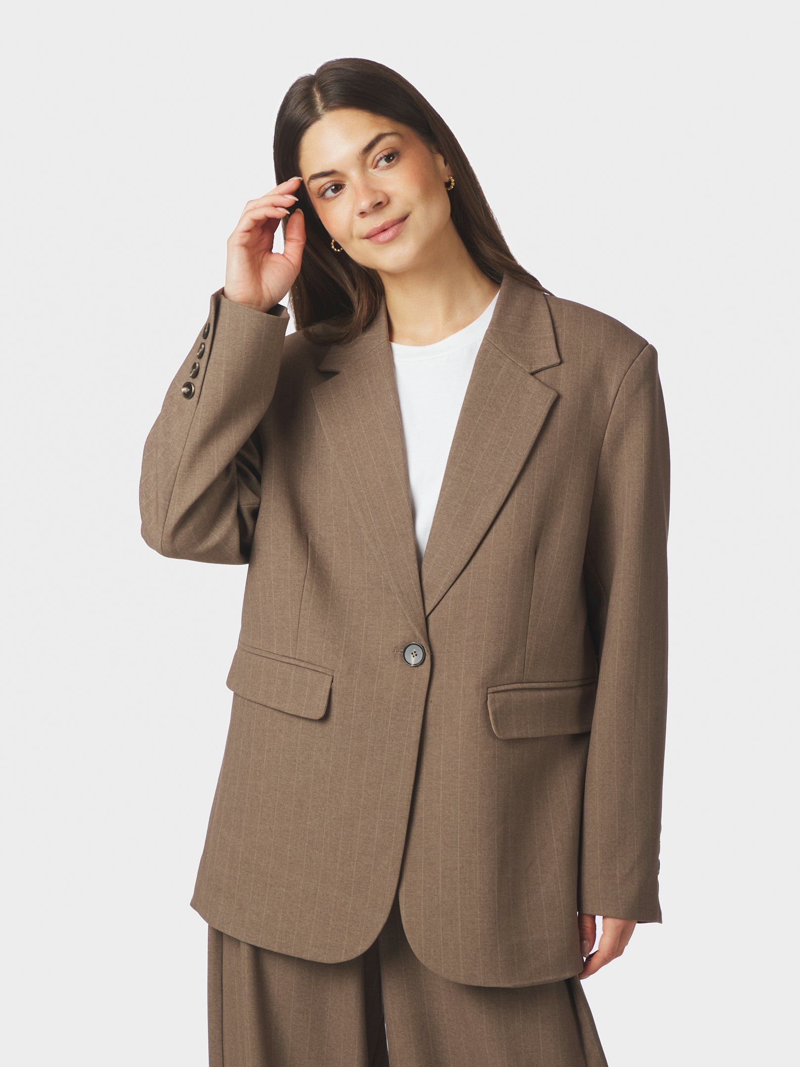 NEO NOIR BLAZER GABY PINSTRIPE TAUPE