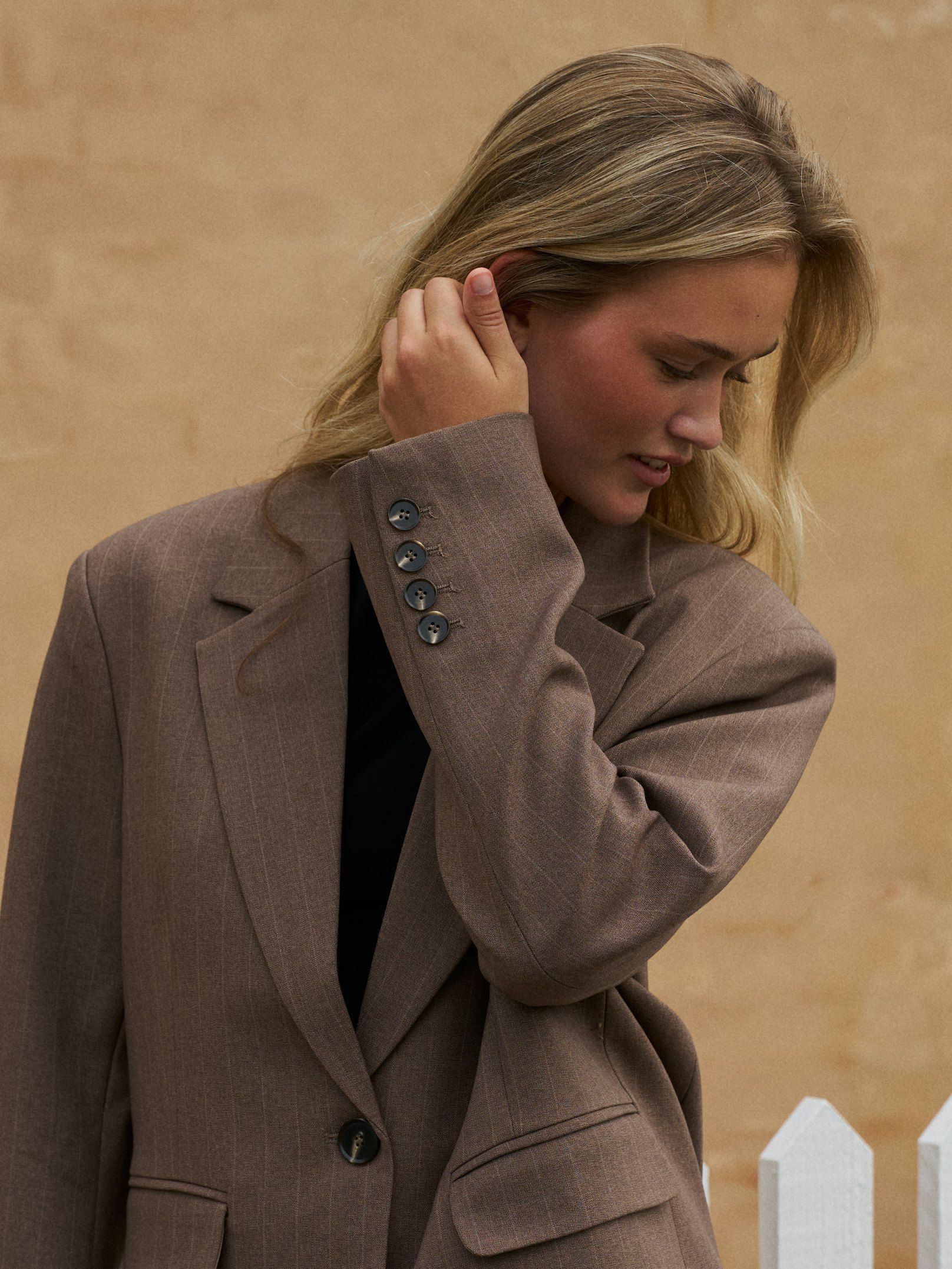 NEO NOIR BLAZER GABY PINSTRIPE TAUPE