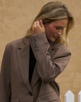 NEO NOIR BLAZER GABY PINSTRIPE TAUPE