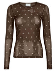 NEO NOIR BLOUSE ELLA DOT TOP BROWN