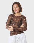 NEO NOIR BLOUSE ELLA DOT TOP BROWN