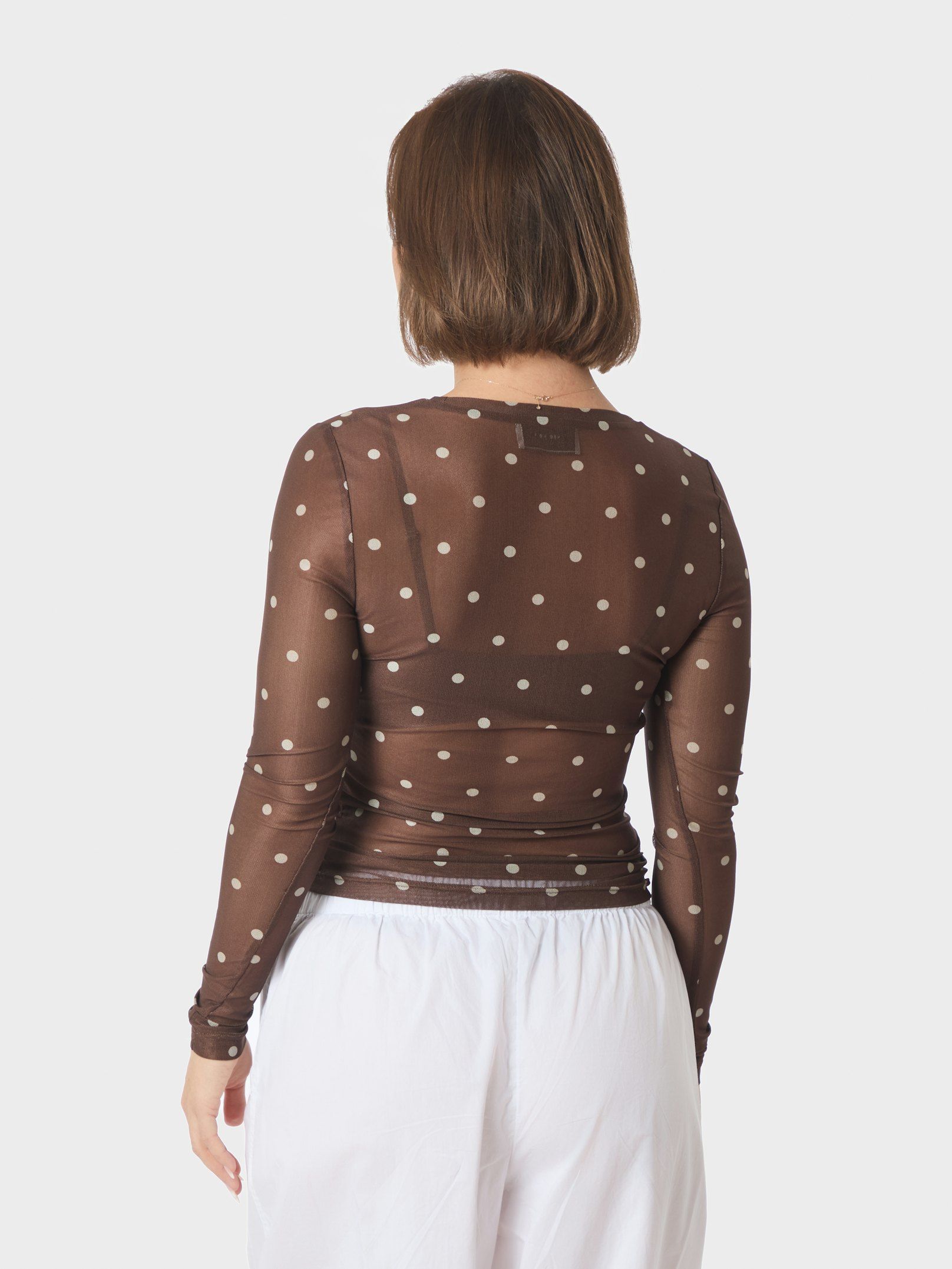 NEO NOIR BLOUSE ELLA DOT TOP BROWN