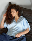 NEO NOIR BLOUSE ANELLE HEAVY SATEEN LIGHT BLUE