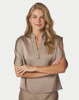 NEO NOIR BLOUSE ANELLE HEAVY SATEEN DARK TAUPE