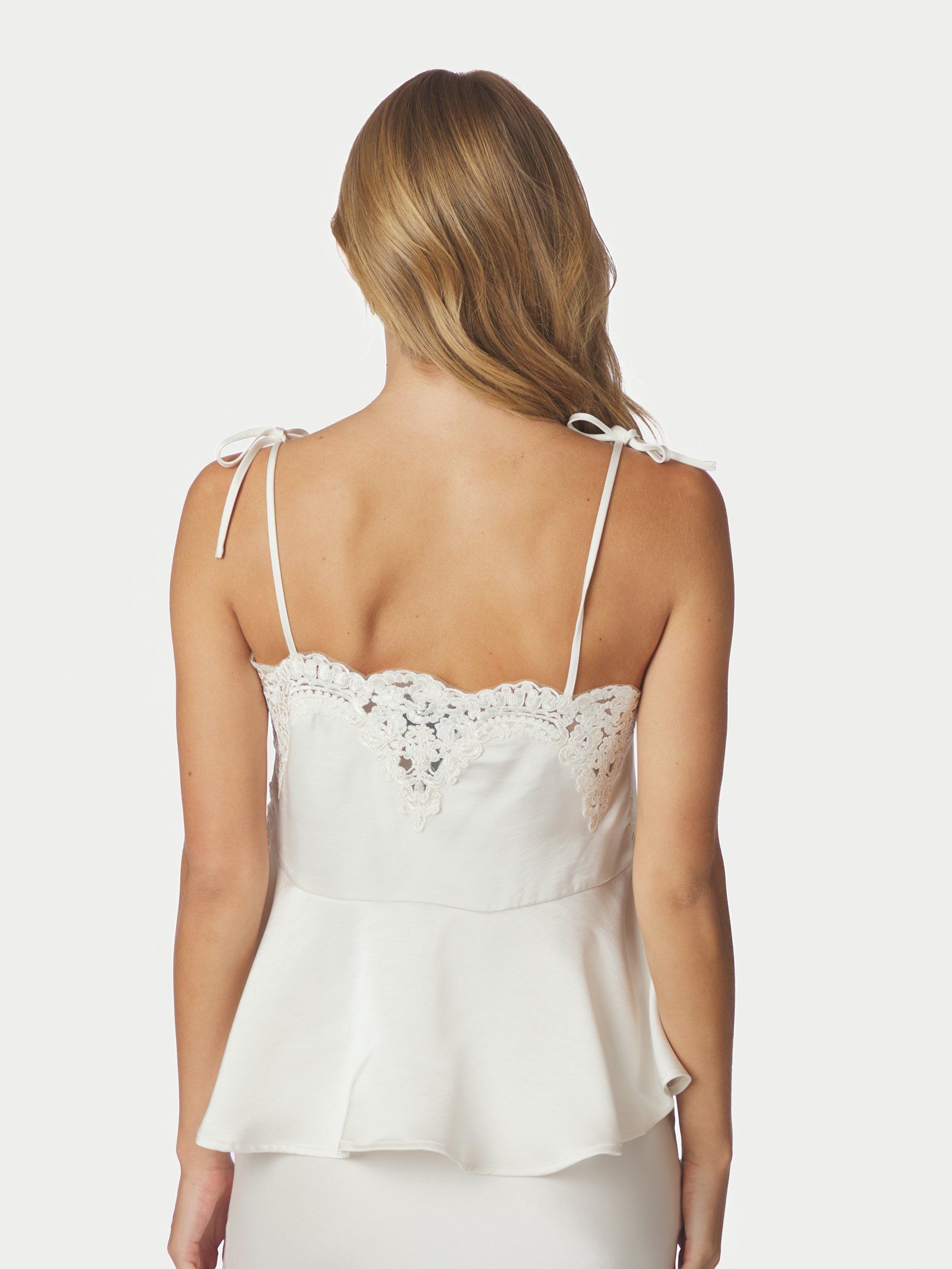 NEO NOIR TOP KAELA HEAVY SATEEN LACE PEARL