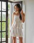 NEO NOIR TOP KAELA HEAVY SATEEN LACE PEARL