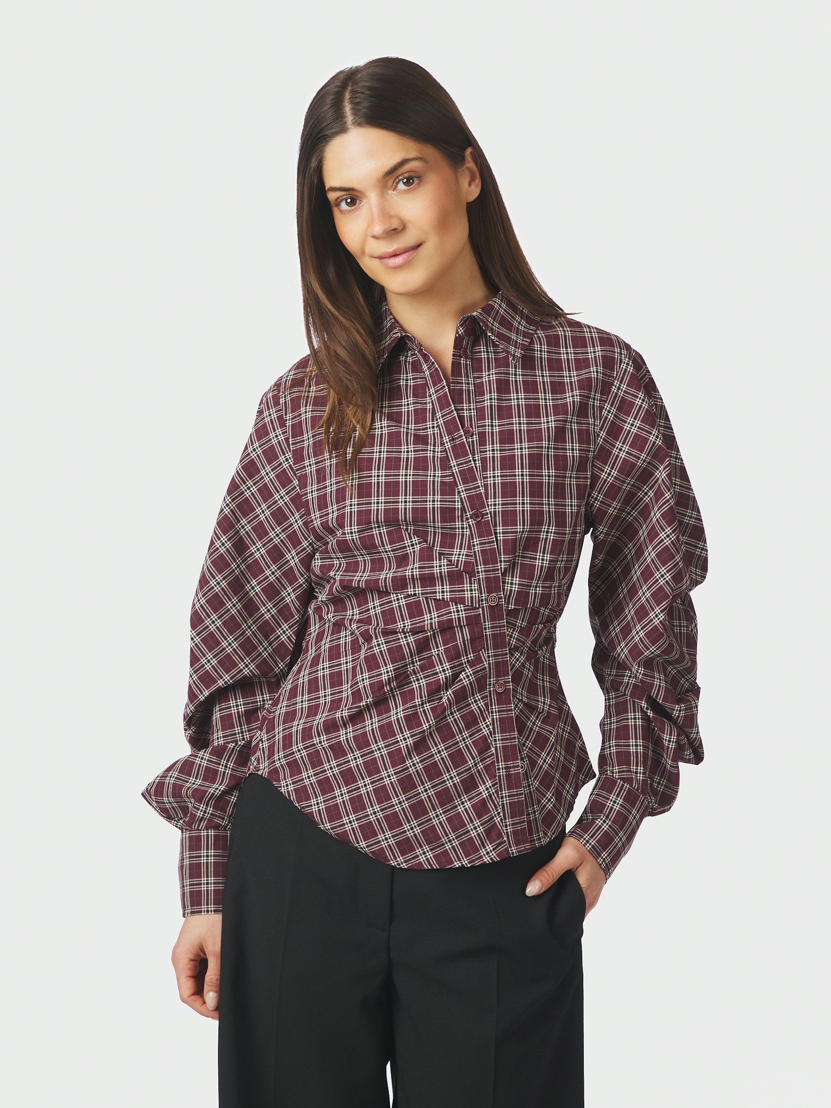 NEO NOIR BLOUSE NEOELLA MEDIUM CHECK SHIRT PLUM