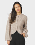 NEO NOIR VEST GIO FLUFFY KNIT CARDIGAN BEIGE MELANGE