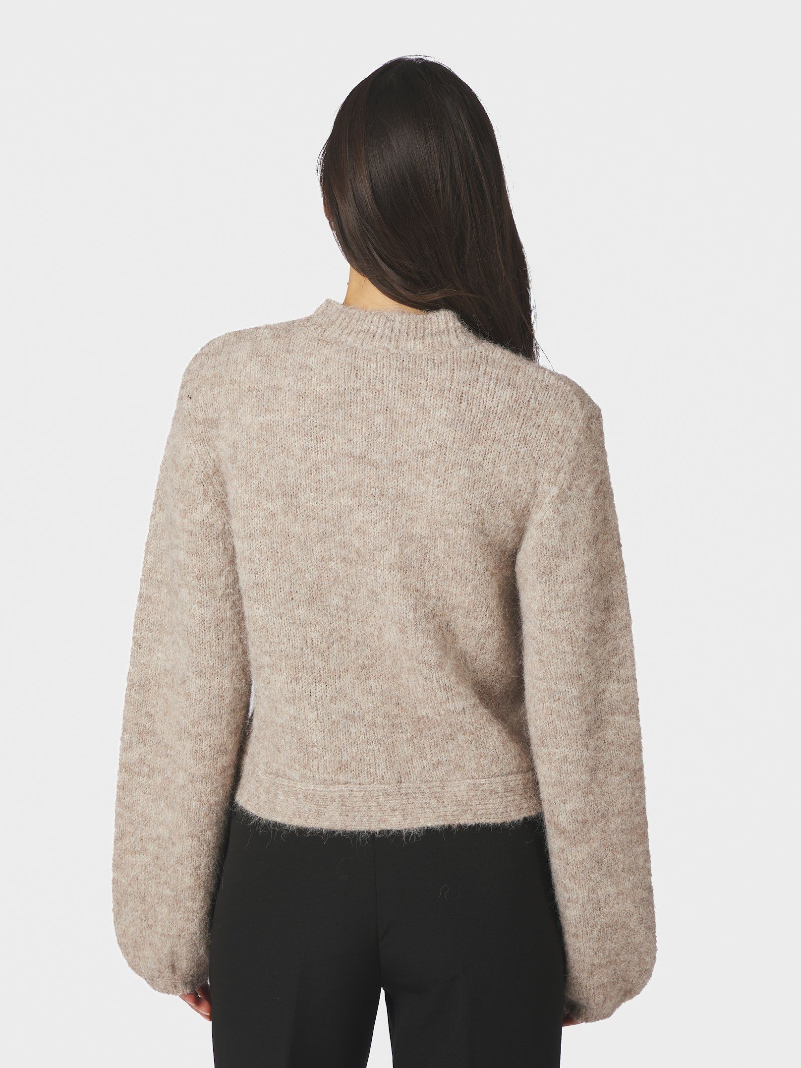 NEO NOIR VEST GIO FLUFFY KNIT CARDIGAN BEIGE MELANGE
