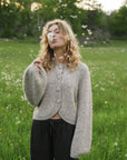 NEO NOIR VEST GIO FLUFFY KNIT CARDIGAN BEIGE MELANGE