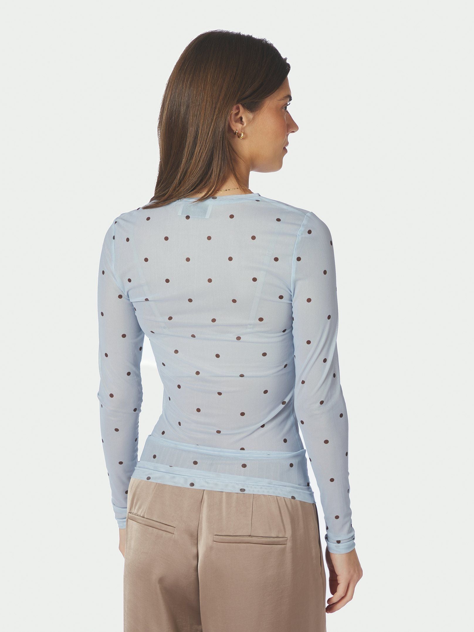 NEO NOIR TOP ELLA SPACE DOT BLOUSE LIGHT BLUE