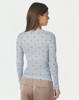 NEO NOIR TOP ELLA SPACE DOT BLOUSE LIGHT BLUE