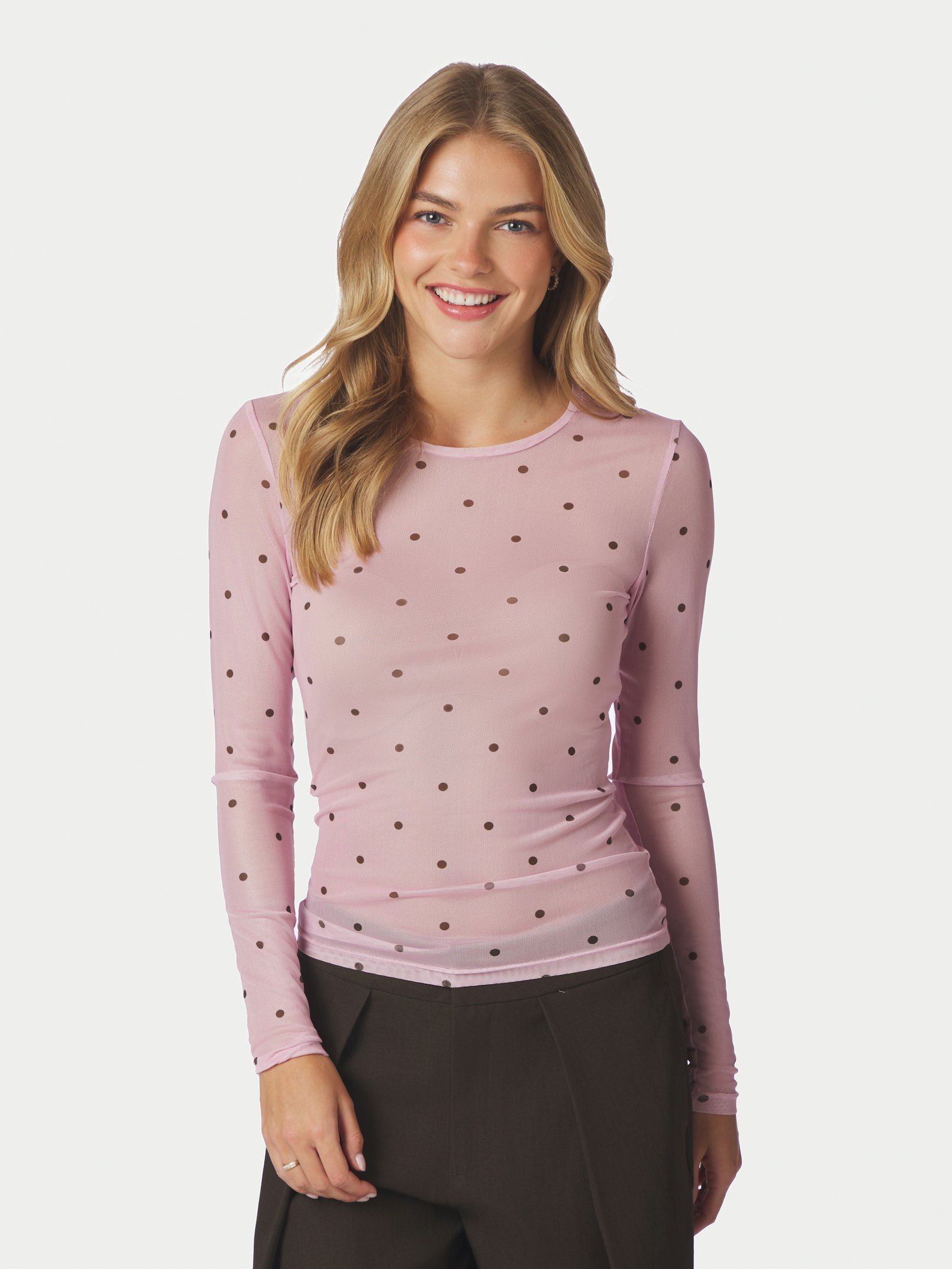 NEO NOIR BLOUSE ELLA SPACE DOT TOP LIGHT PINK