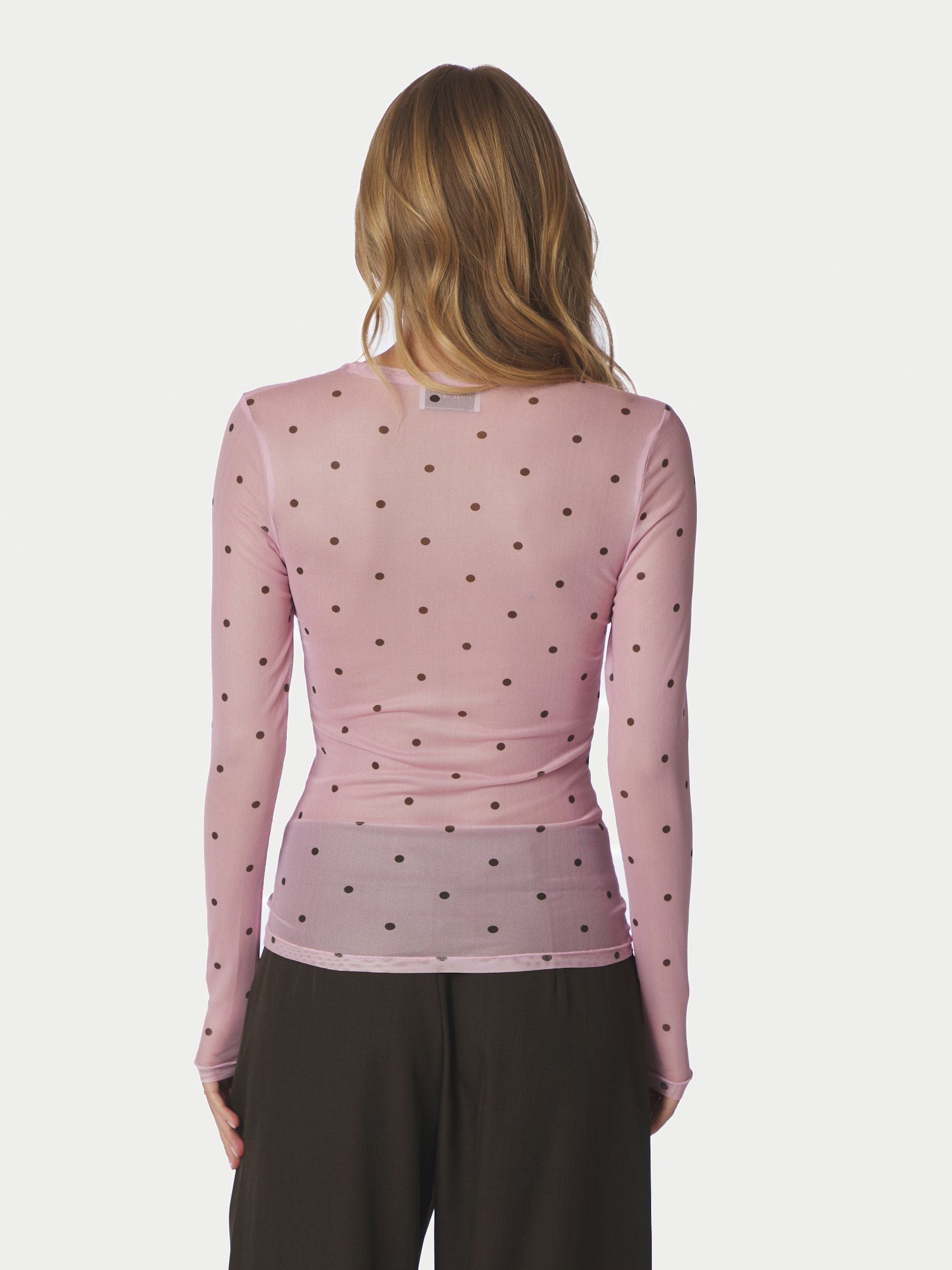 NEO NOIR BLOUSE ELLA SPACE DOT TOP LIGHT PINK