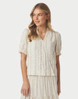 NEO NOIR BLOUSE ODESA FLORAL STRIPE CREME
