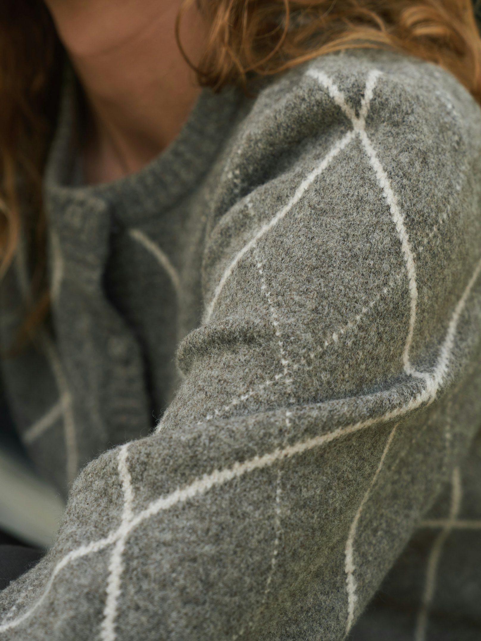 NEO NOIR VEST KOTEAS CHECK KNIT CARDIGAN TAUPE