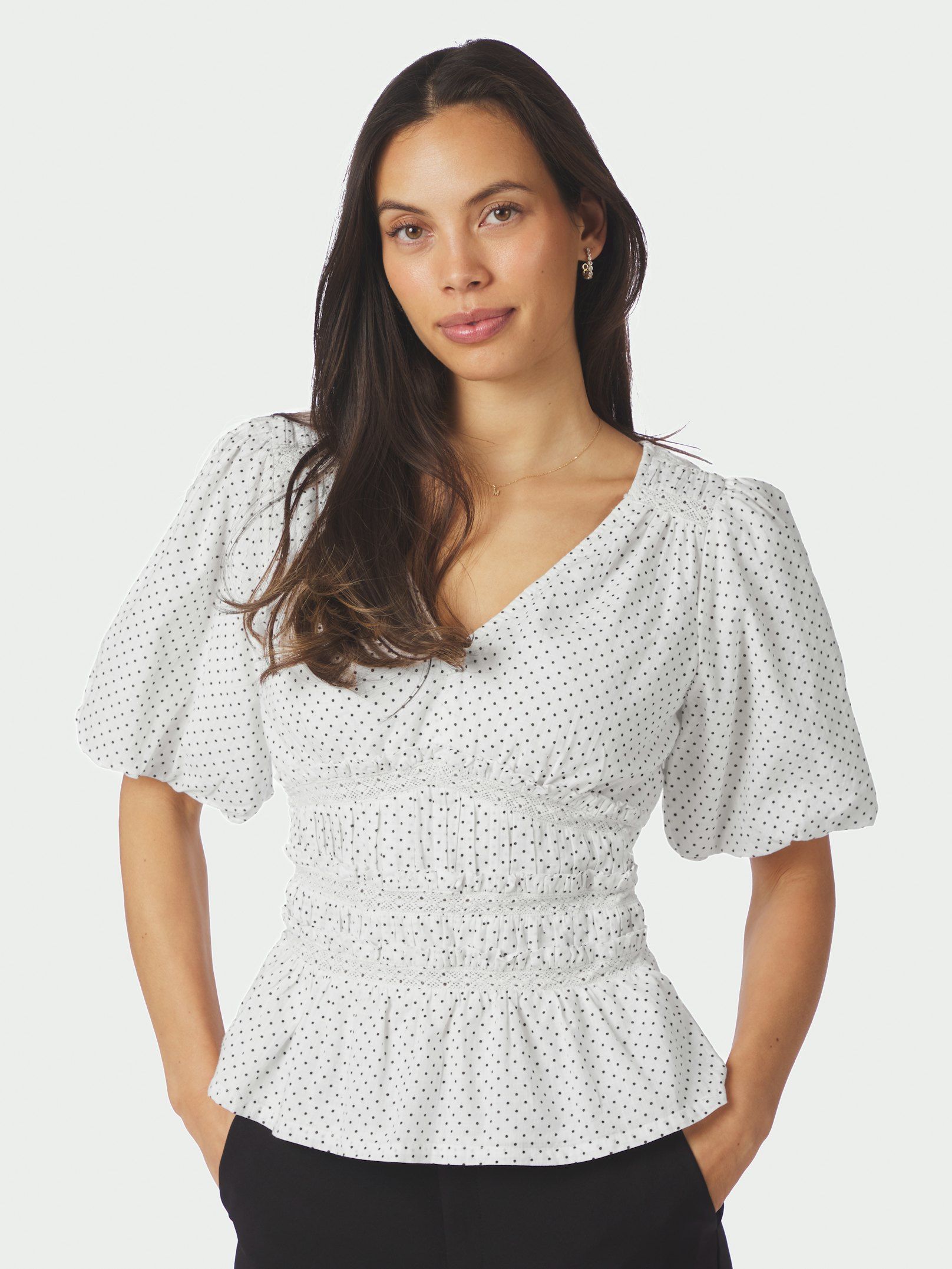 NEO NOIR BLOUSE SAPURA MINI DOT WHITE