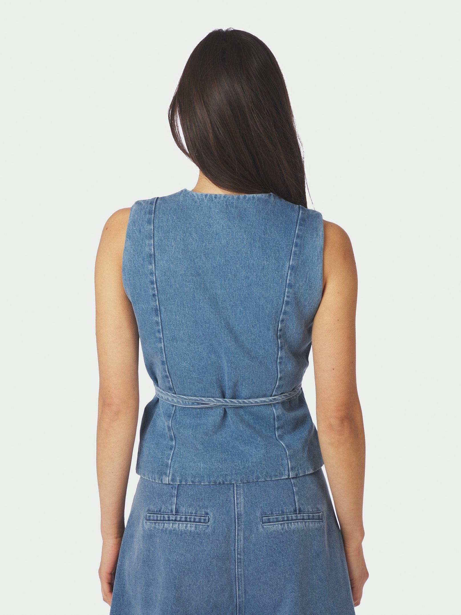 NEO NOIR GILET SAMARA DENIM WAISTCOAT BLUE