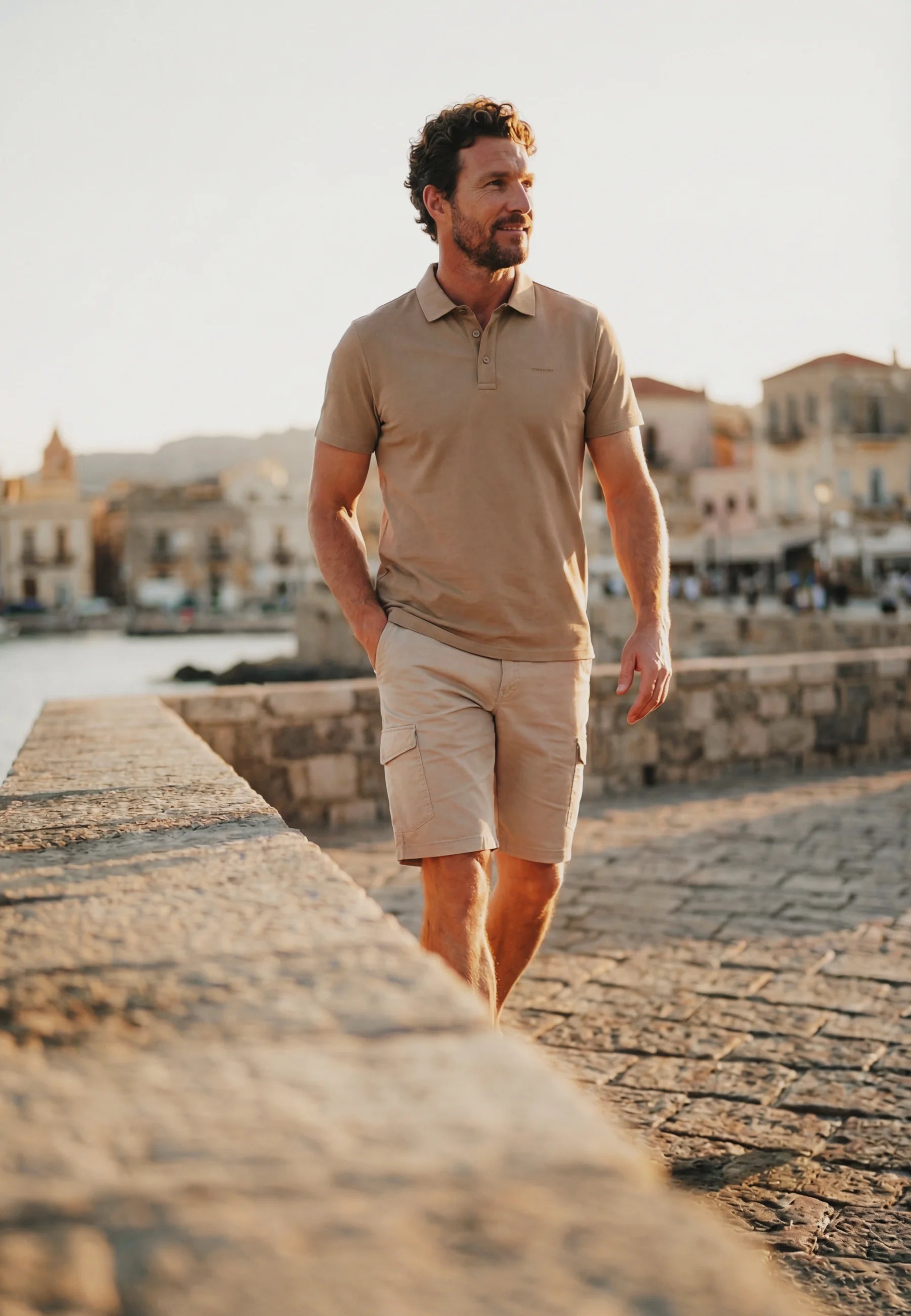 STATE OF ART POLO PIQUE MET 3D RUBBERPRINT BEIGE
