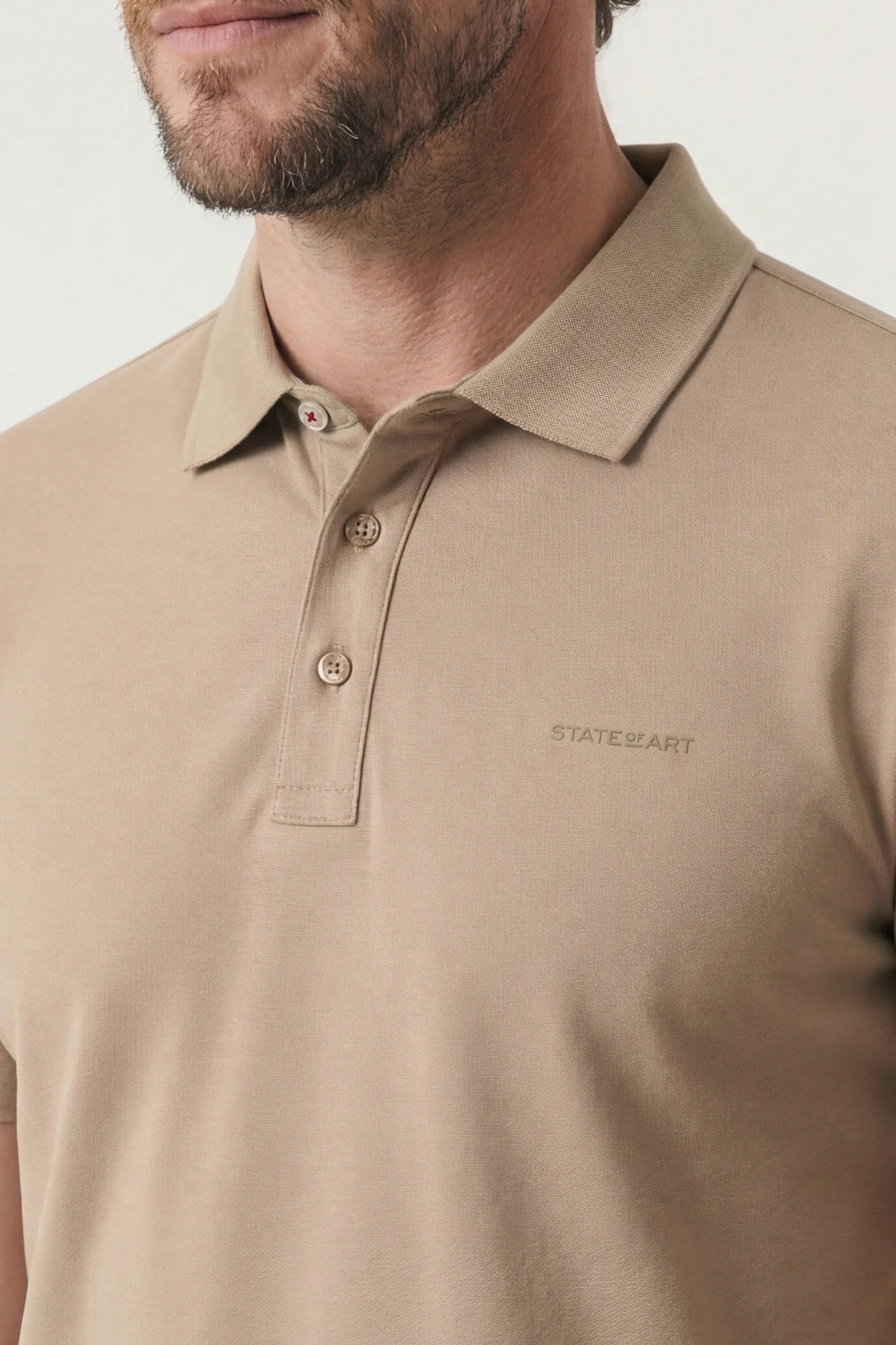 STATE OF ART POLO PIQUE MET 3D RUBBERPRINT BEIGE