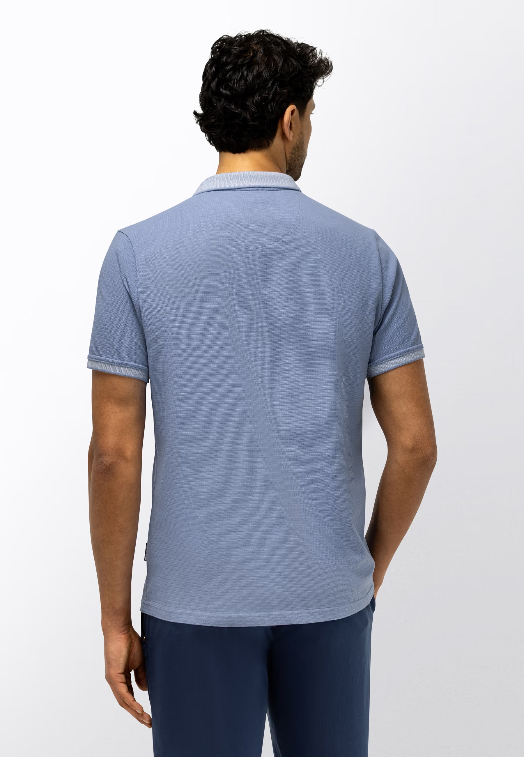 STATE OF ART POLO JERSEY MET STRUCTUURDESSIN MIDDENBLAUW/KIT