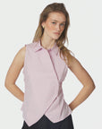 NEO NOIR GILET CELEST CHECK TOP LIGHT PINK