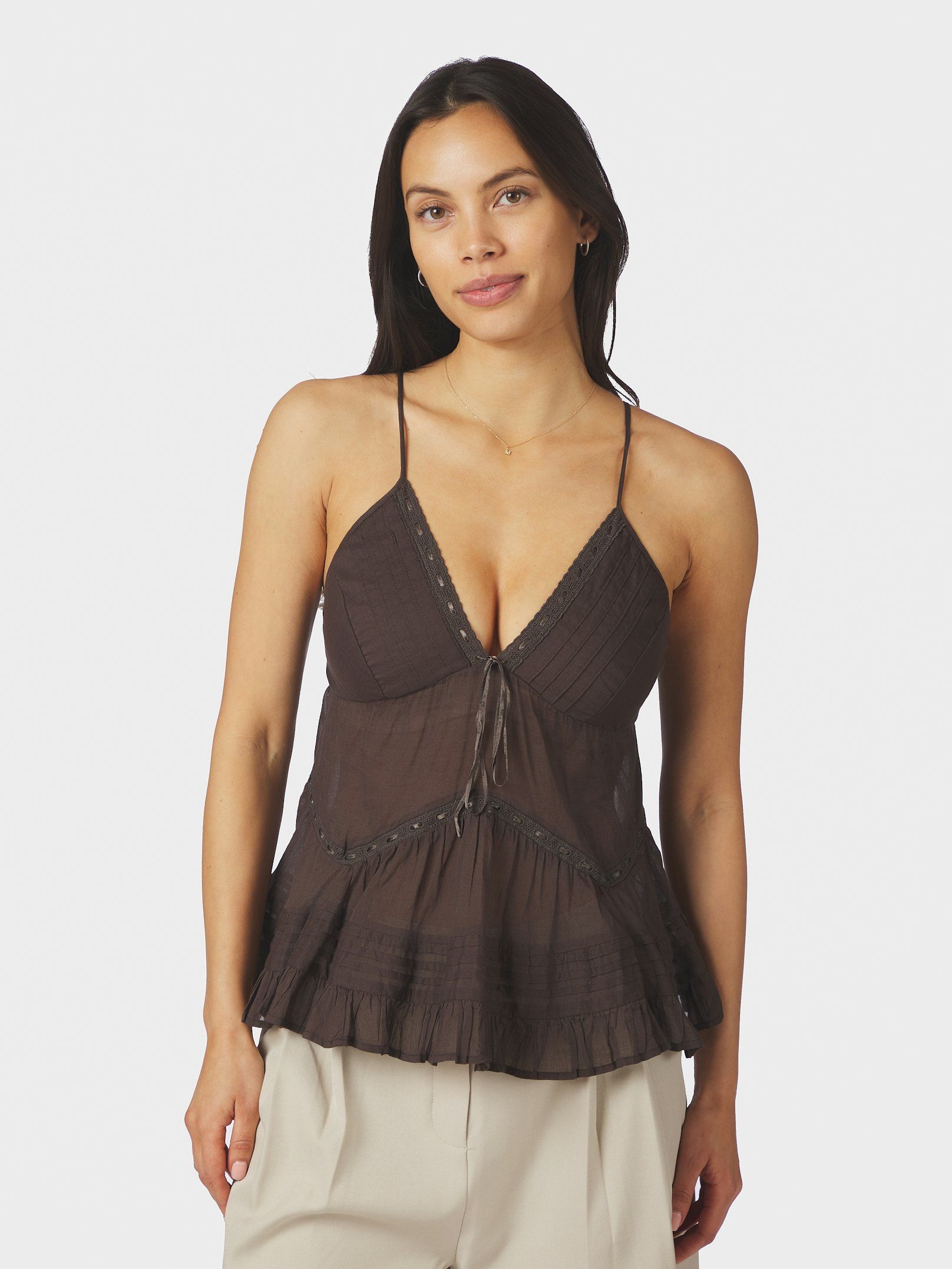 NEO NOIR TOP ELVENA S VOILE DARK BROWN