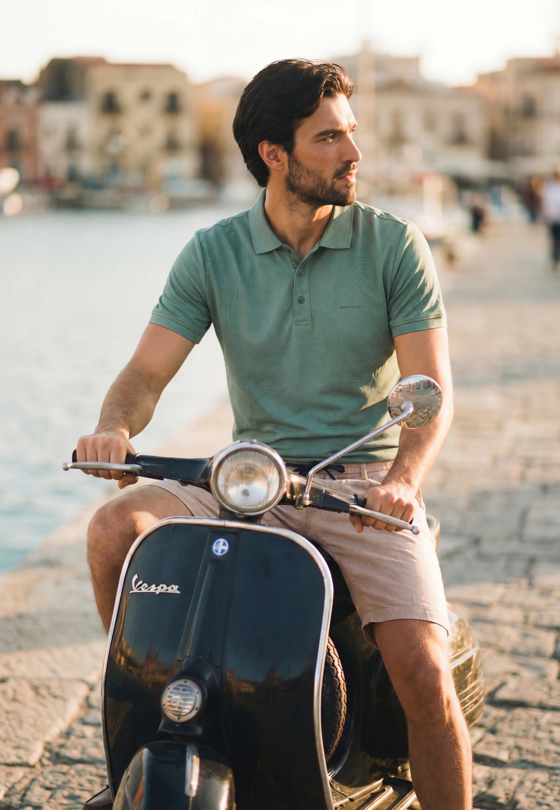STATE OF ART SHORT CHINO MET BANDPLOOIEN BEIGE