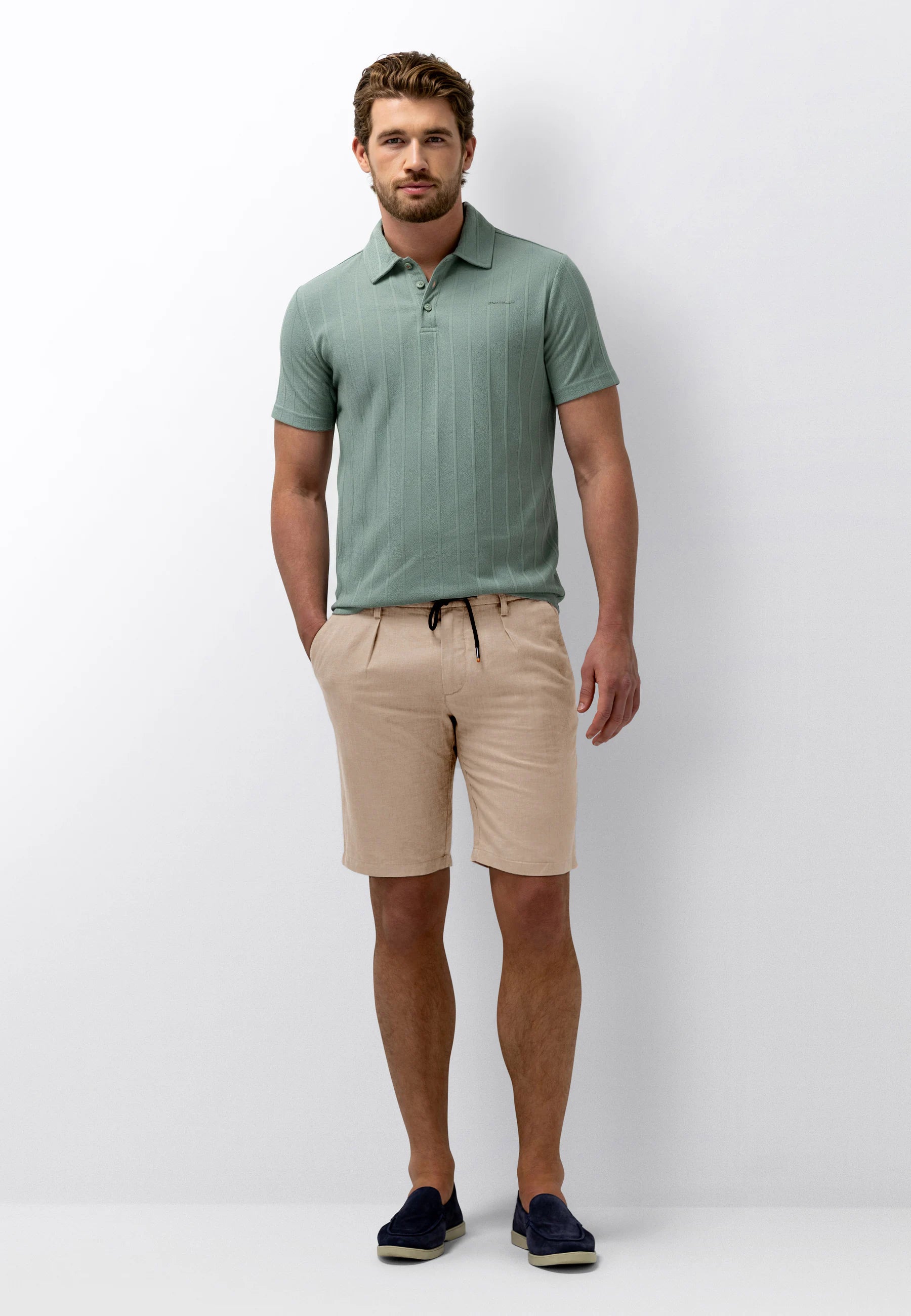 STATE OF ART SHORT CHINO MET BANDPLOOIEN BEIGE