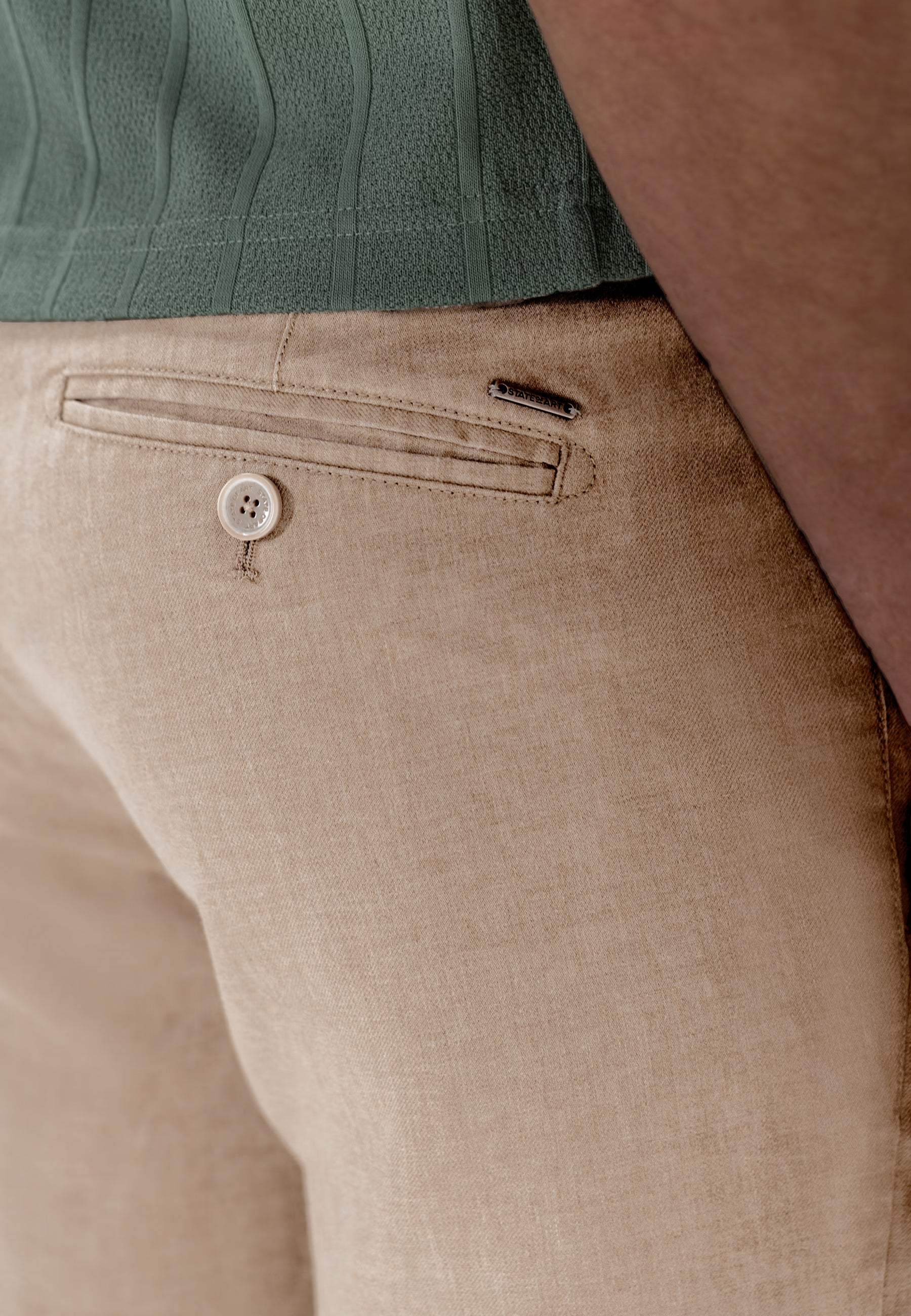 STATE OF ART SHORT CHINO MET BANDPLOOIEN BEIGE