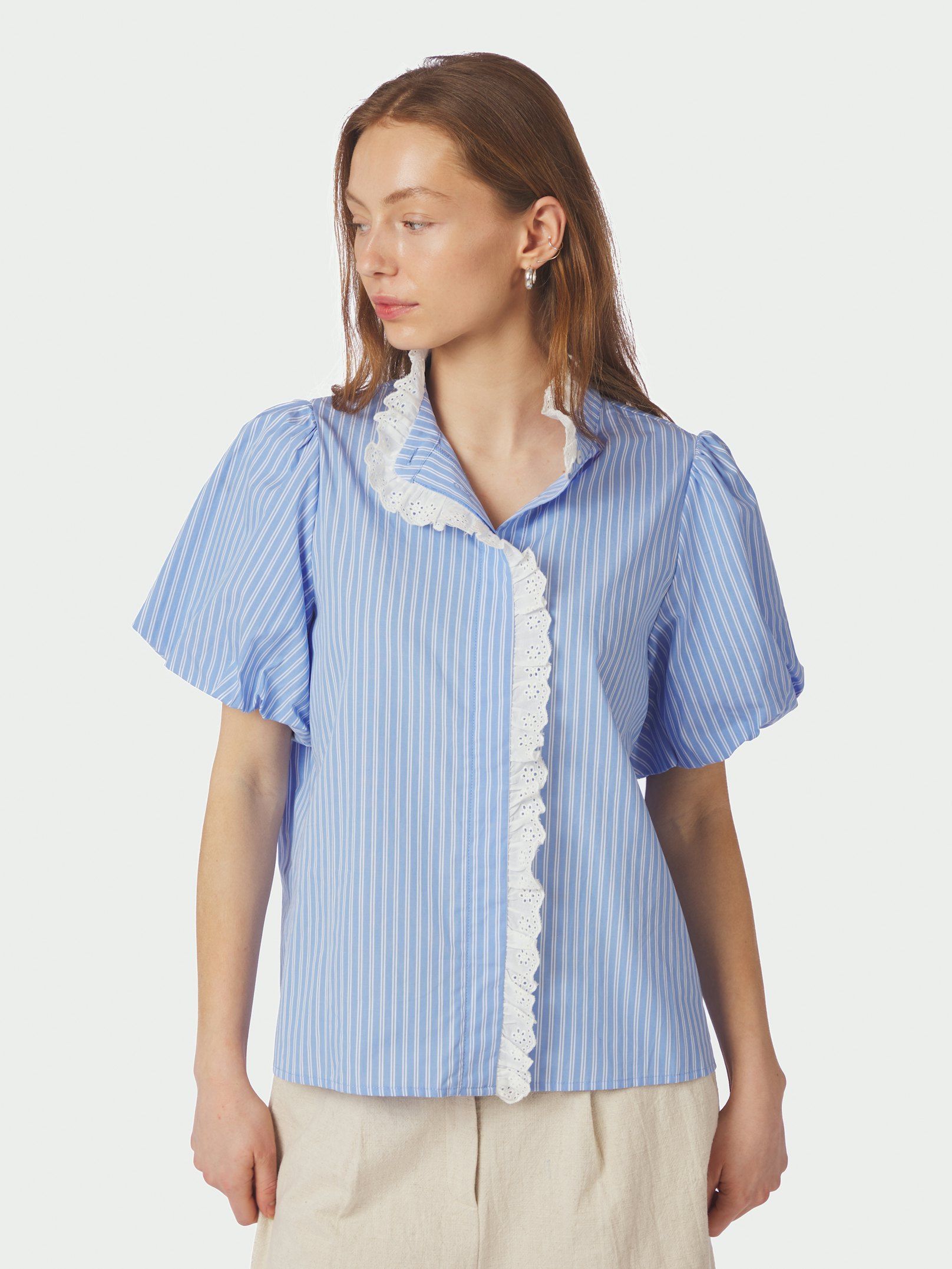 NEO NOIR BLOUSE ULIA STRIPE BLUE STRIPE