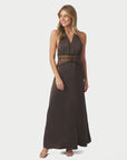 NEO NOIR JURK JASINE HEAVY SATEEN DRESS DARK BROWN