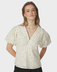 NEO NOIR BLOUSE IRINA SMALL ROSE FLOWER LIGHT YELLOW